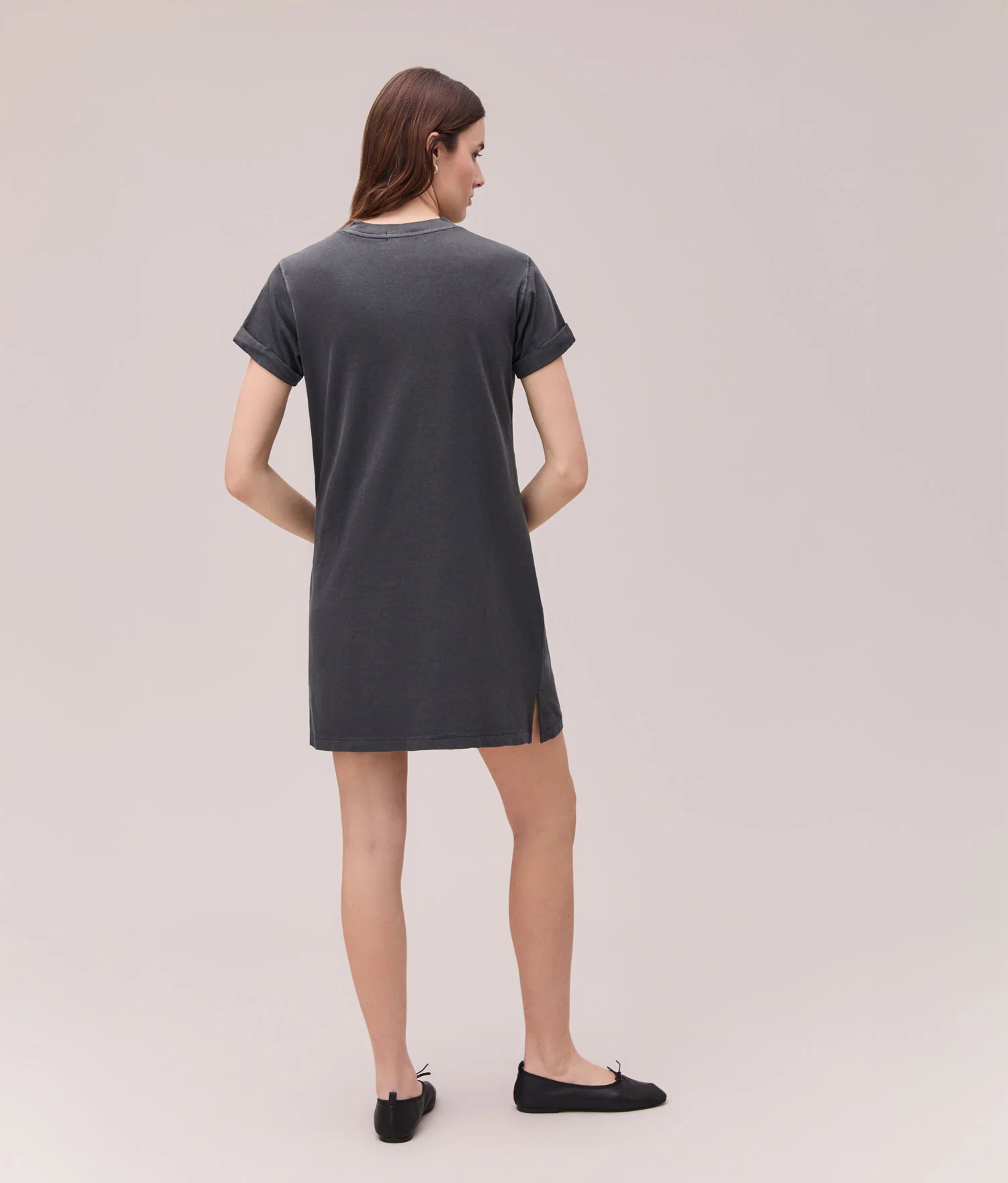 Womens Relaxed Tee Mini Dress - Pigment Dye Jersey - Stretch Limo - Image 2