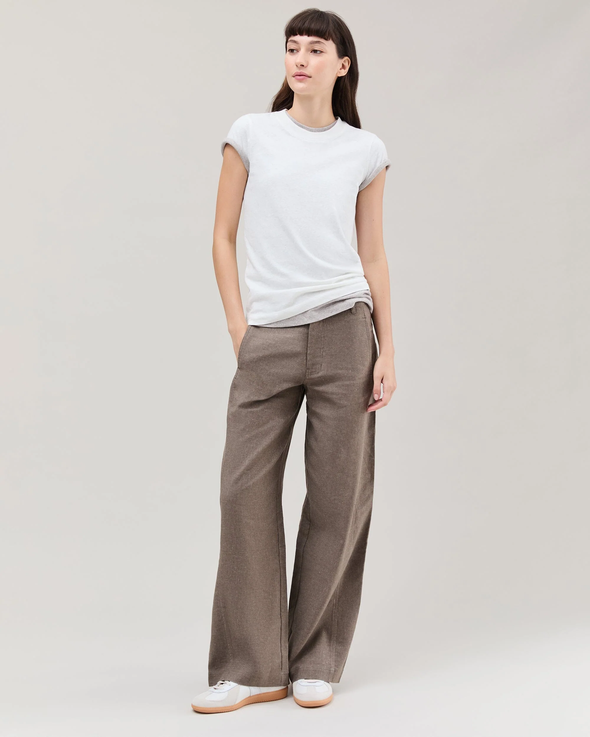 Womens Roma Work Pant - Cotton Linen Twill - Porcini - Image 2