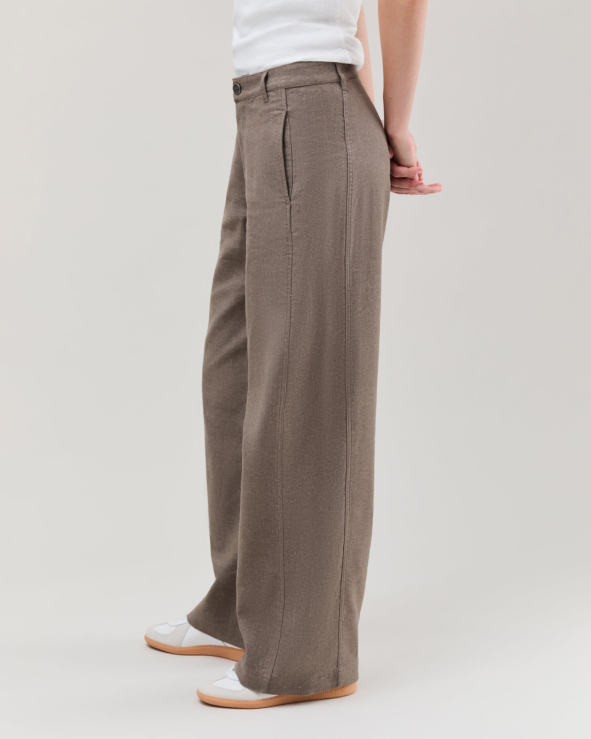 Womens Roma Work Pant - Cotton Linen Twill - Porcini - Image 3