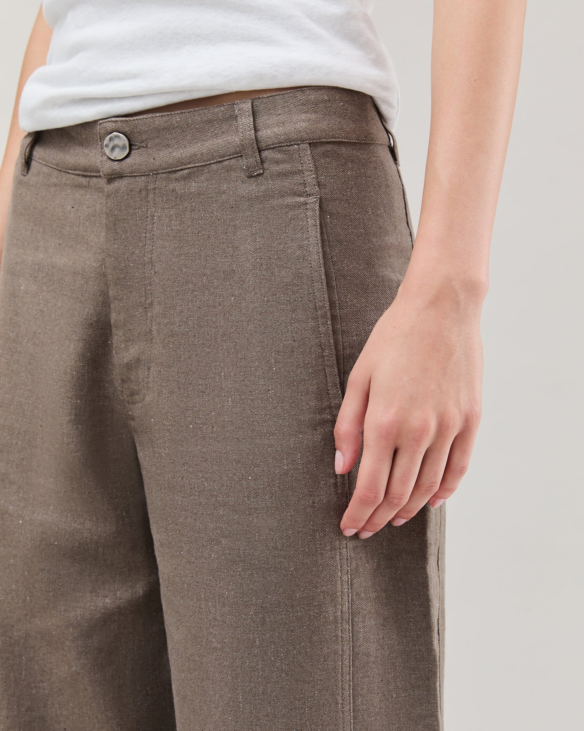 Womens Roma Work Pant - Cotton Linen Twill - Porcini - Image 5