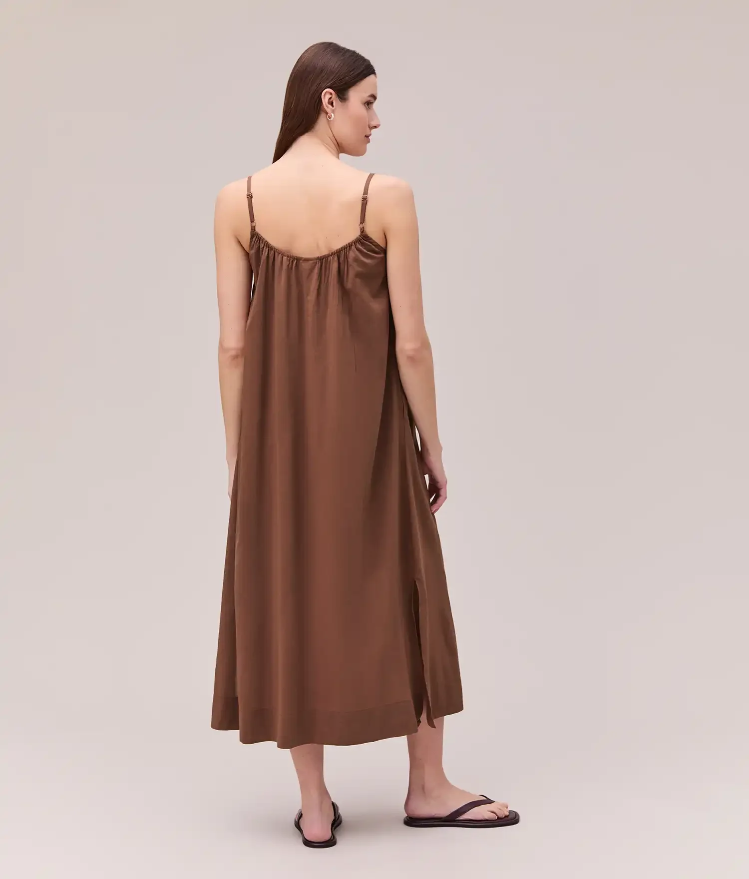 Womens Breezy Cotton Dress - Light Cotton Blend - Brunette - Image 2