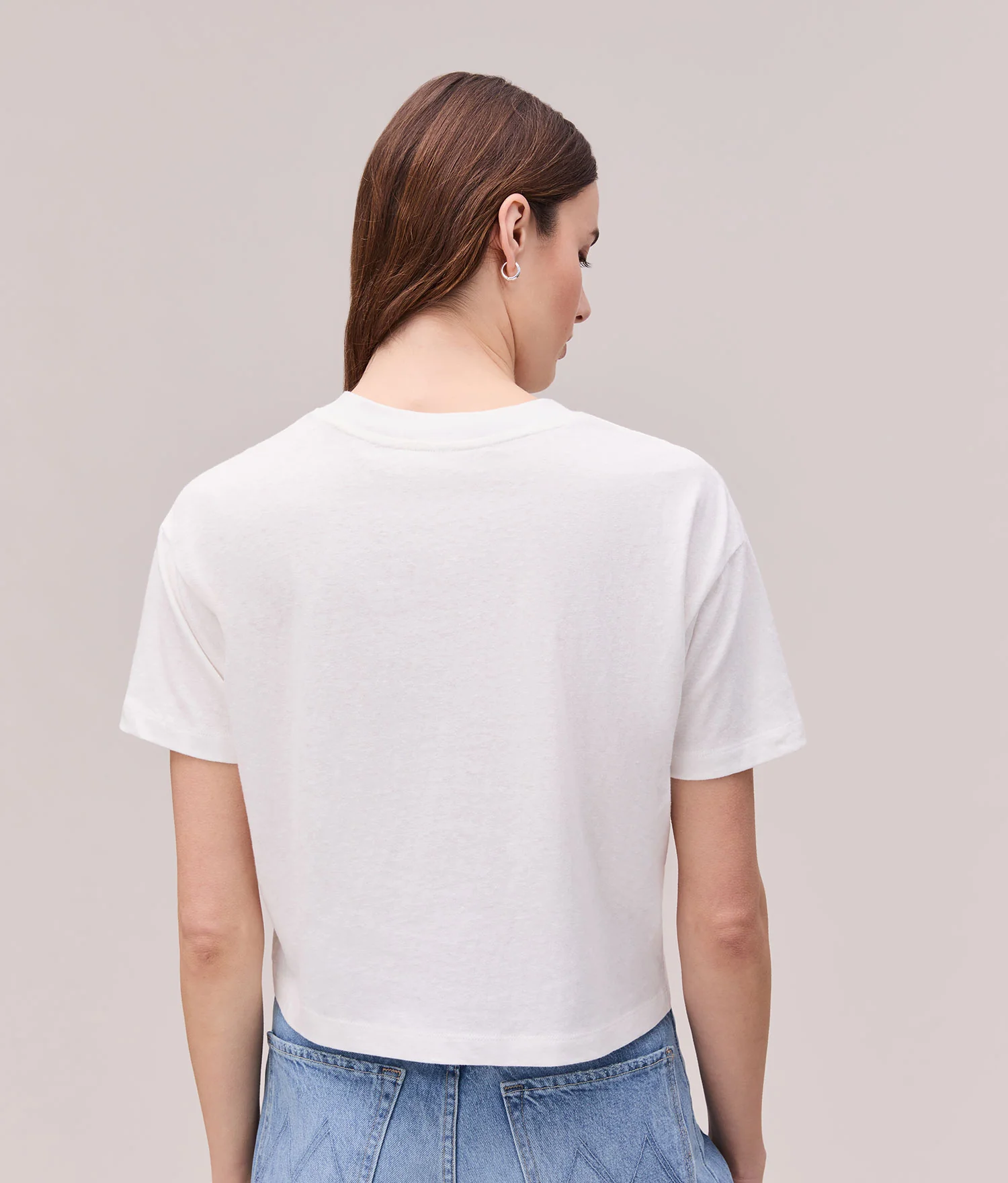 Womens Vintage Jersey Oversized Crop - Recycled Cotton Jersey - White - Image 2