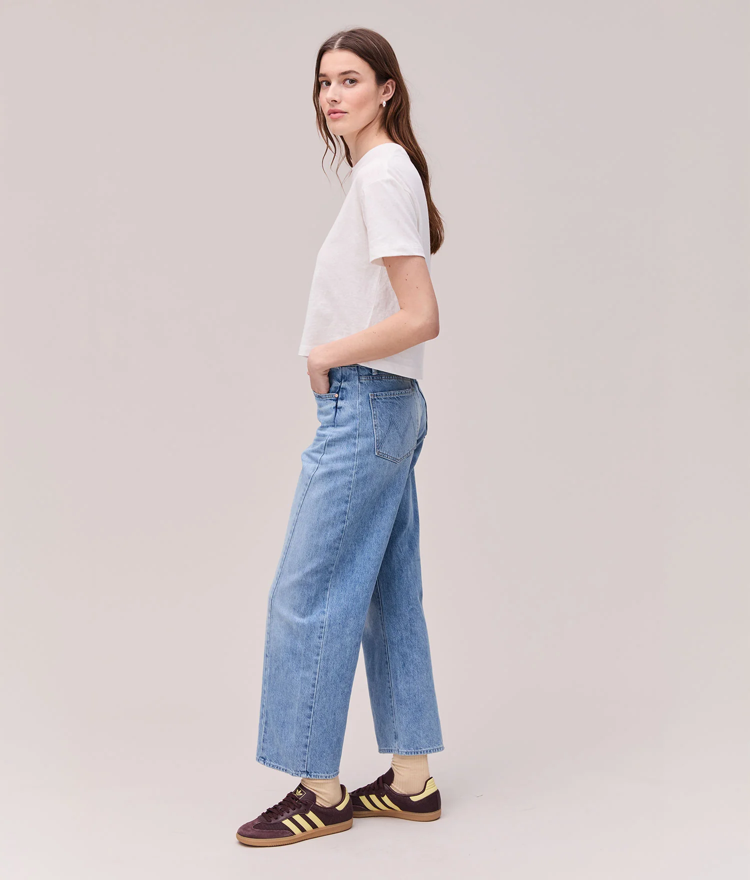 Womens Vintage Jersey Oversized Crop - Recycled Cotton Jersey - White - Image 3