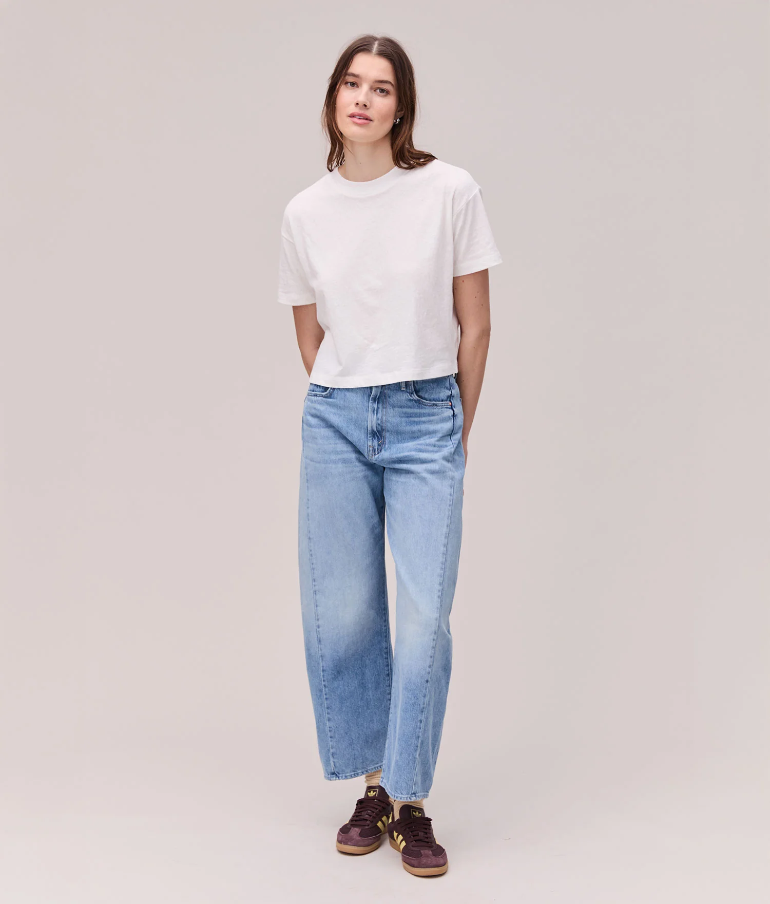 Womens Vintage Jersey Oversized Crop - Recycled Cotton Jersey - White - Image 4