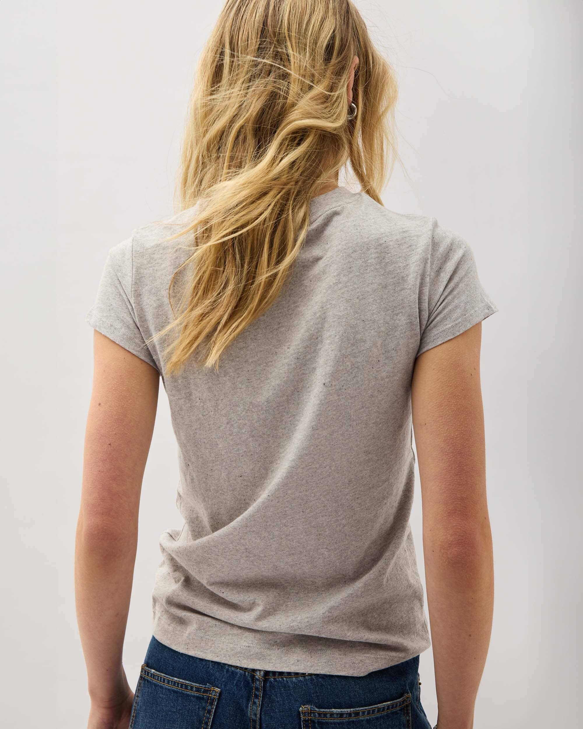 Womens Vintage Jersey Short Sleeve Tee - Recycled Cotton Jersey - Athletic Heather Grey - Image 5