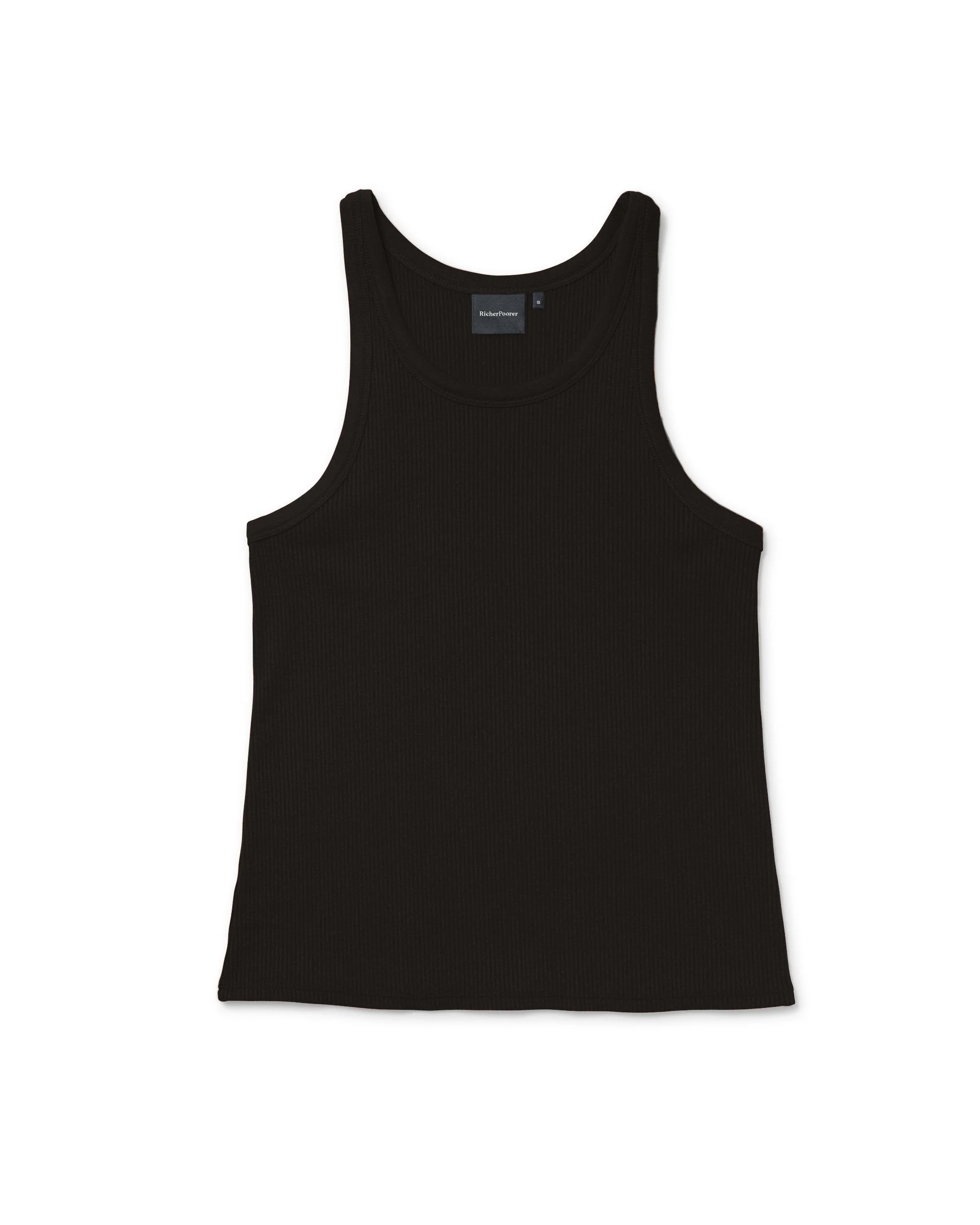 Womens Vintage Rib Tank - Lyocell Rib Knit - Black - Image 6