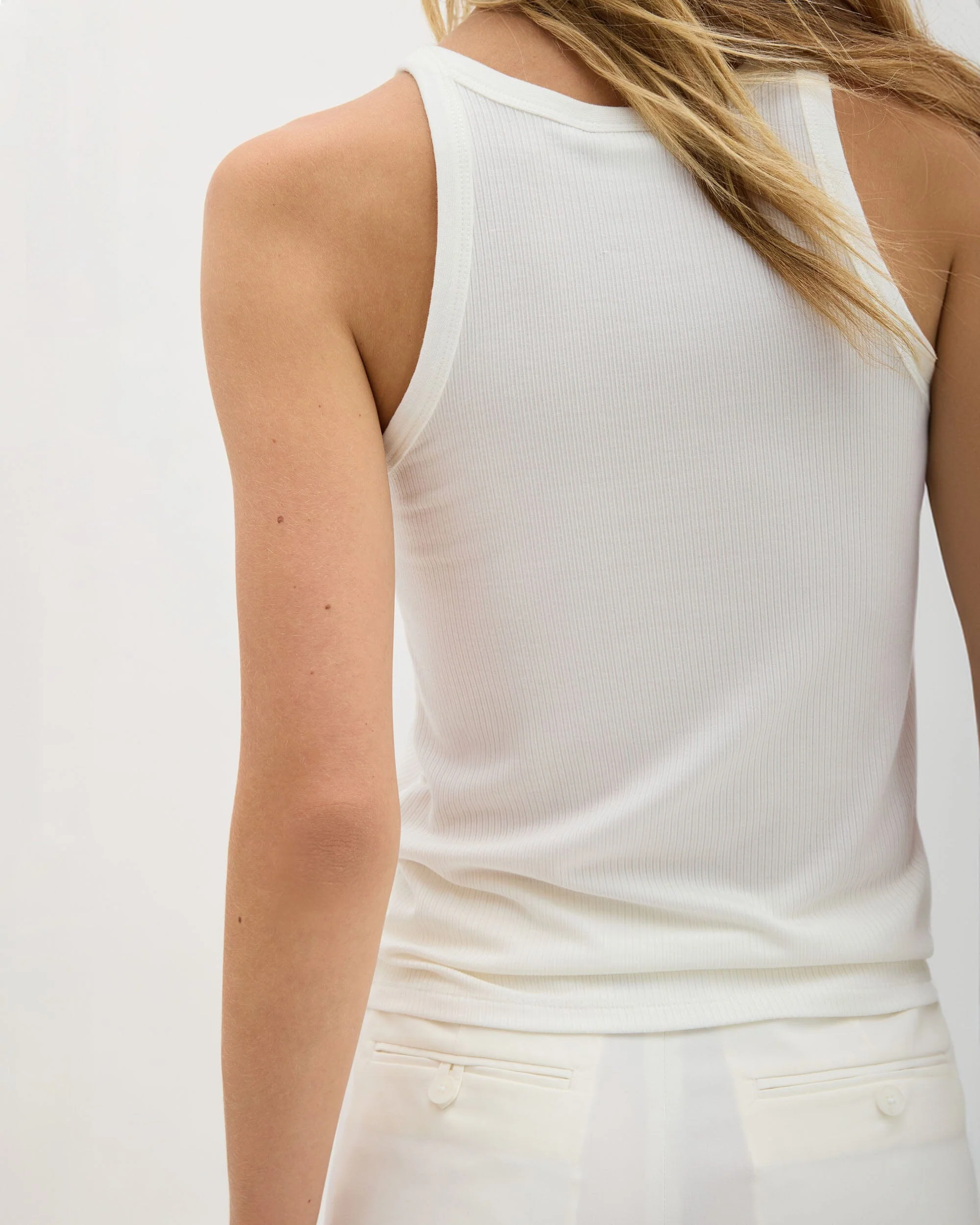 Womens Vintage Rib Tank - Lyocell Rib Knit - Bone - Image 5